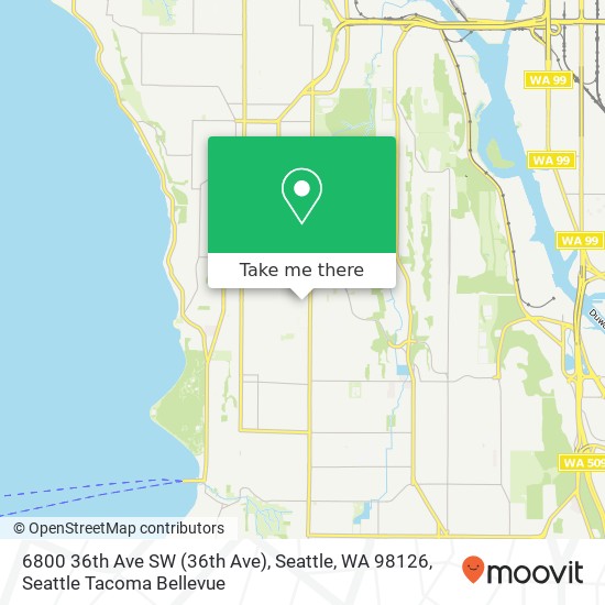 Mapa de 6800 36th Ave SW (36th Ave), Seattle, WA 98126