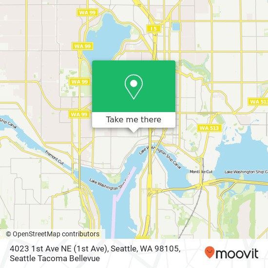 Mapa de 4023 1st Ave NE (1st Ave), Seattle, WA 98105