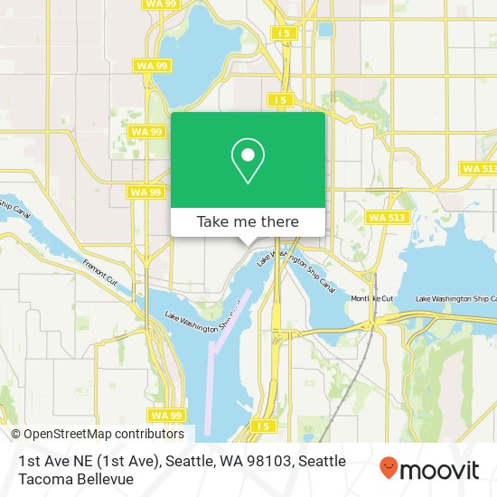 Mapa de 1st Ave NE (1st Ave), Seattle, WA 98103