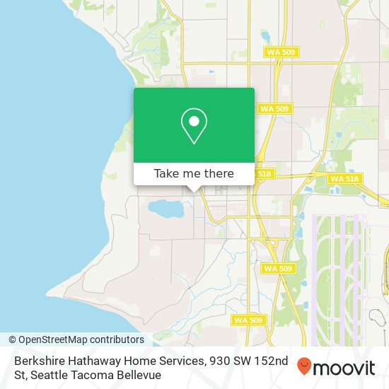 Mapa de Berkshire Hathaway Home Services, 930 SW 152nd St