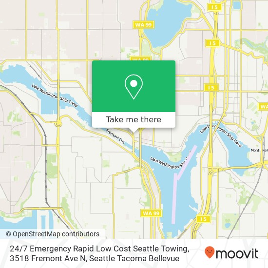 24 / 7 Emergency Rapid Low Cost Seattle Towing, 3518 Fremont Ave N map