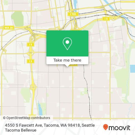 Mapa de 4550 S Fawcett Ave, Tacoma, WA 98418
