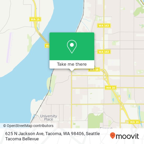 Mapa de 625 N Jackson Ave, Tacoma, WA 98406