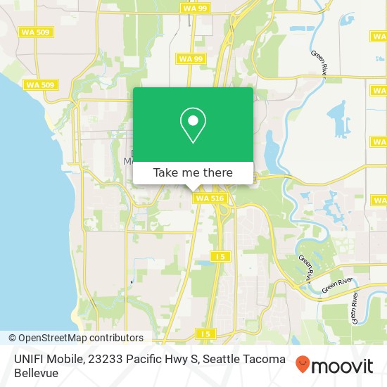 Mapa de UNIFI Mobile, 23233 Pacific Hwy S