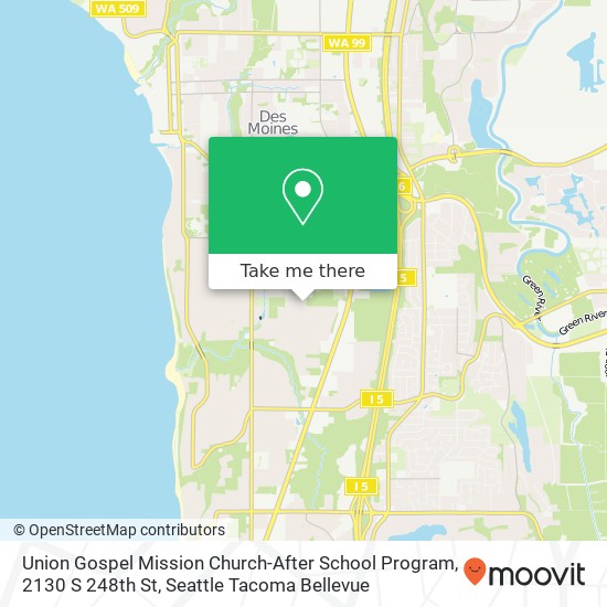 Mapa de Union Gospel Mission Church-After School Program, 2130 S 248th St