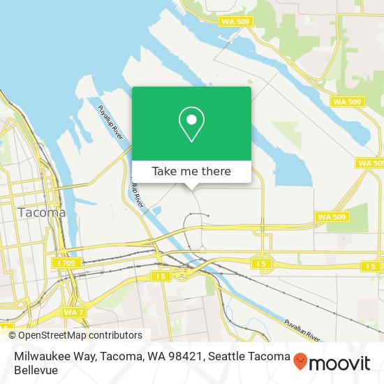 Milwaukee Way, Tacoma, WA 98421 map