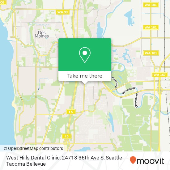 Mapa de West Hills Dental Clinic, 24718 36th Ave S
