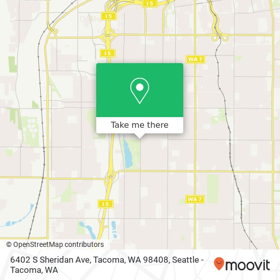 Mapa de 6402 S Sheridan Ave, Tacoma, WA 98408
