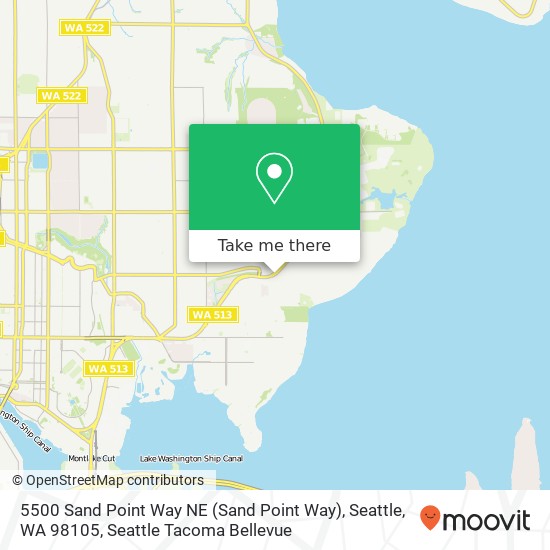 Mapa de 5500 Sand Point Way NE (Sand Point Way), Seattle, WA 98105