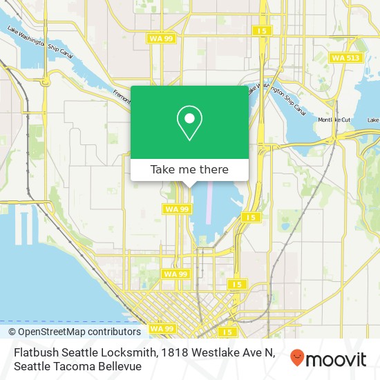 Mapa de Flatbush Seattle Locksmith, 1818 Westlake Ave N