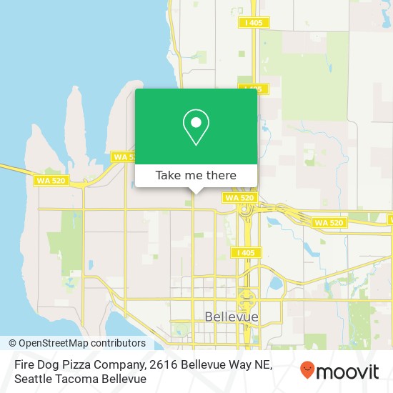 Mapa de Fire Dog Pizza Company, 2616 Bellevue Way NE