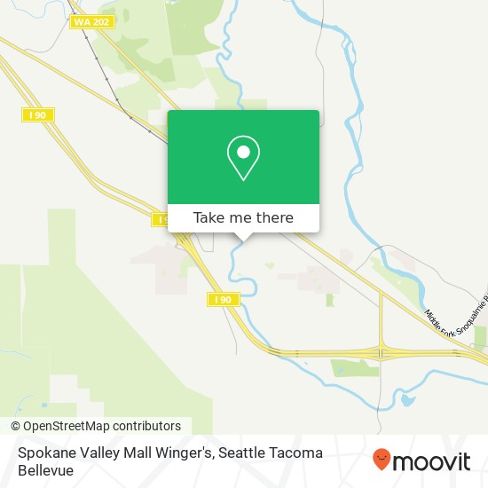Mapa de Spokane Valley Mall Winger's, 717 Riverside Dr SE