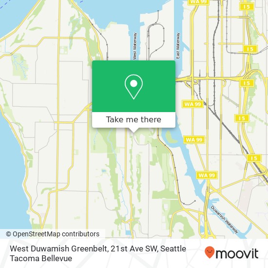 West Duwamish Greenbelt, 21st Ave SW map