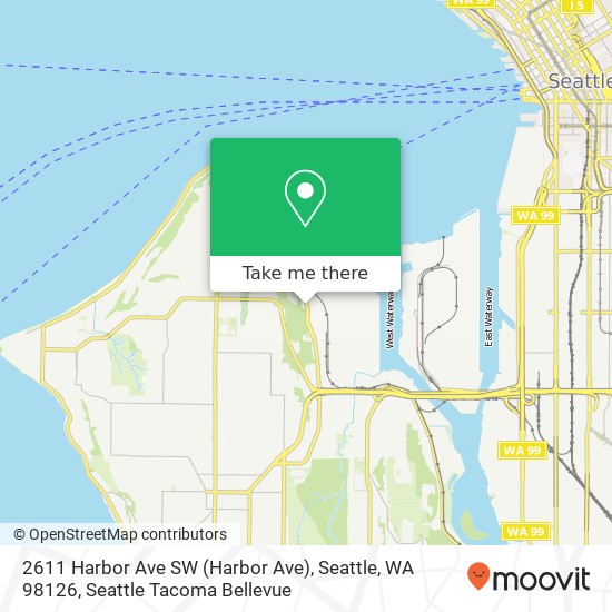 Mapa de 2611 Harbor Ave SW (Harbor Ave), Seattle, WA 98126