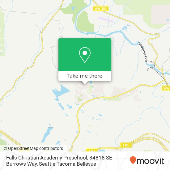 Mapa de Falls Christian Academy Preschool, 34818 SE Burrows Way