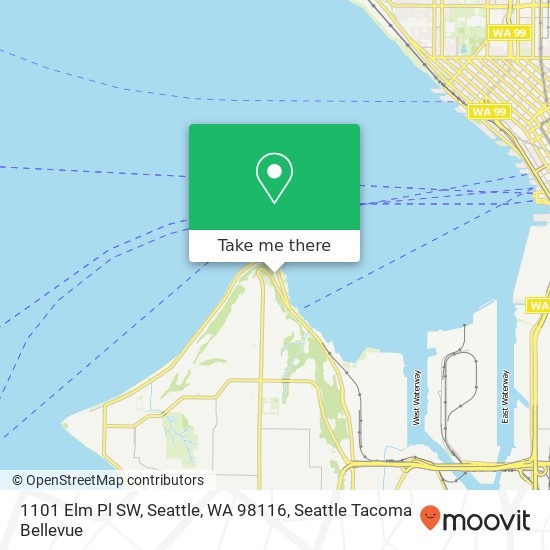 Mapa de 1101 Elm Pl SW, Seattle, WA 98116