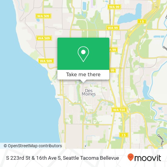 S 223rd St & 16th Ave S map