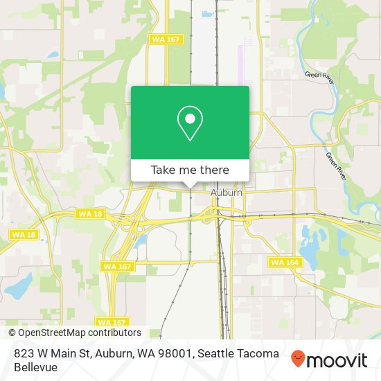 Mapa de 823 W Main St, Auburn, WA 98001