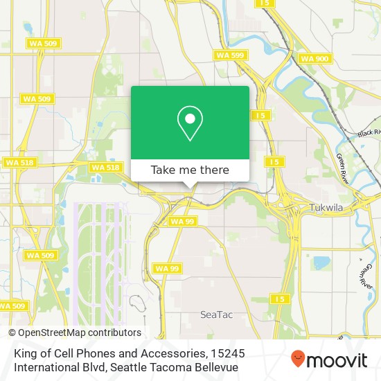 Mapa de King of Cell Phones and Accessories, 15245 International Blvd