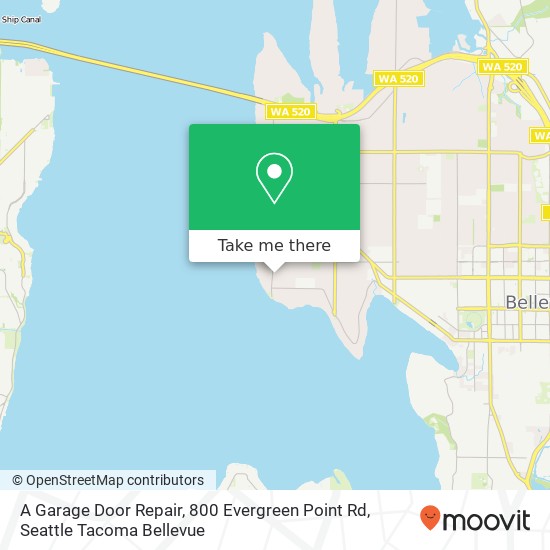 Mapa de A Garage Door Repair, 800 Evergreen Point Rd