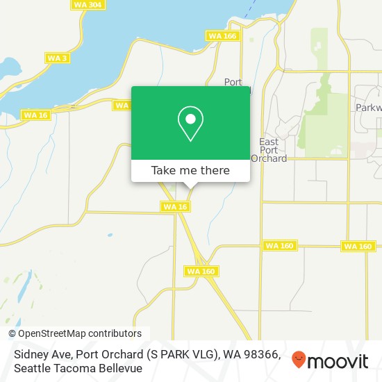 Mapa de Sidney Ave, Port Orchard (S PARK VLG), WA 98366