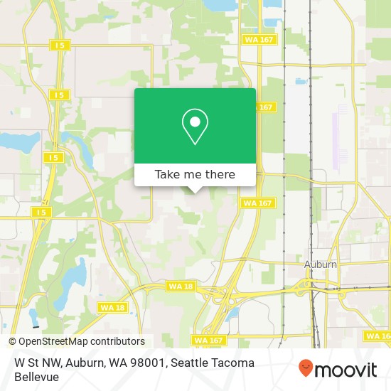 Mapa de W St NW, Auburn, WA 98001