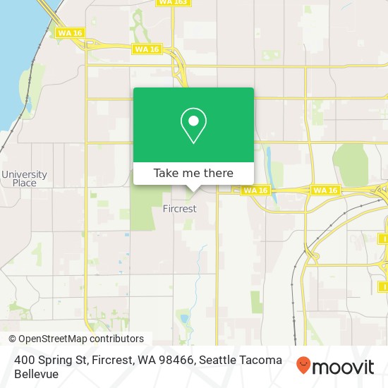 Mapa de 400 Spring St, Fircrest, WA 98466