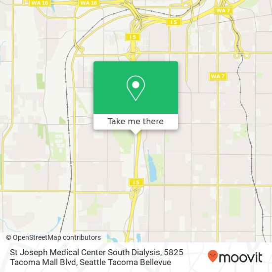 Mapa de St Joseph Medical Center South Dialysis, 5825 Tacoma Mall Blvd