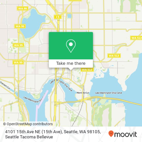 Mapa de 4101 15th Ave NE (15th Ave), Seattle, WA 98105