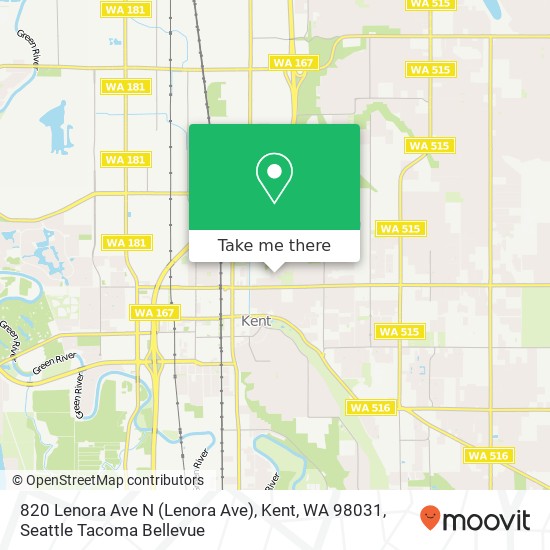 Mapa de 820 Lenora Ave N (Lenora Ave), Kent, WA 98031