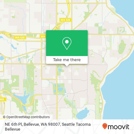 Mapa de NE 6th Pl, Bellevue, WA 98007