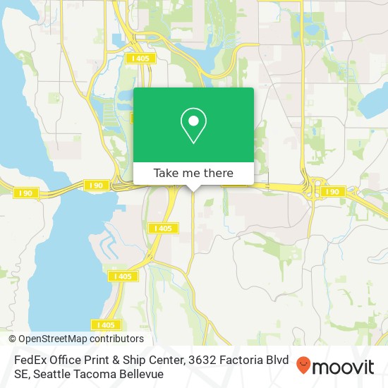 Mapa de FedEx Office Print & Ship Center, 3632 Factoria Blvd SE