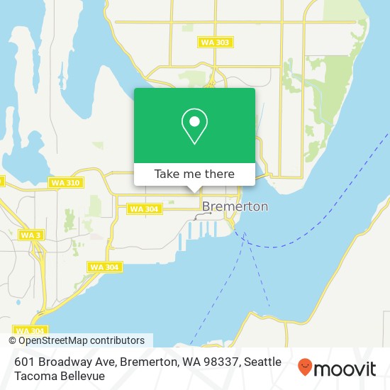 Mapa de 601 Broadway Ave, Bremerton, WA 98337