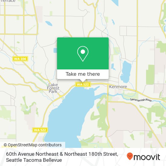 Mapa de 60th Avenue Northeast & Northeast 180th Street, 60th Ave NE & NE 180th St, Kenmore, WA 98028, USA