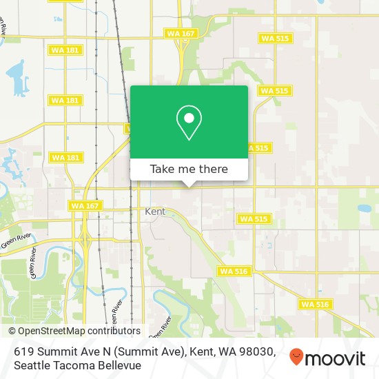 Mapa de 619 Summit Ave N (Summit Ave), Kent, WA 98030