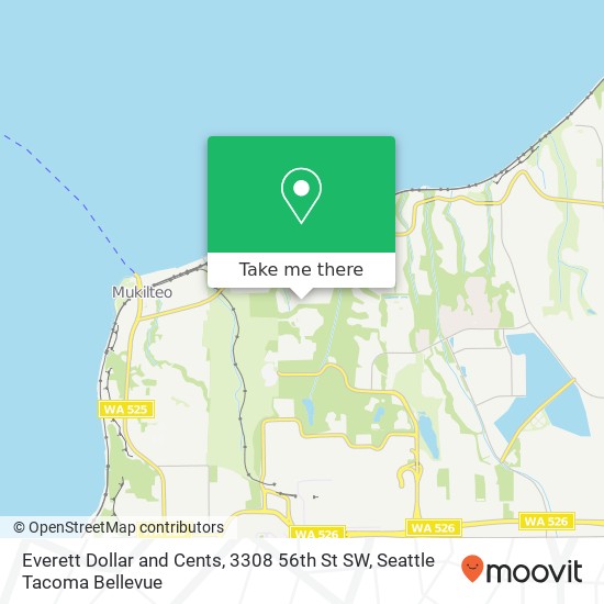 Everett Dollar and Cents, 3308 56th St SW map