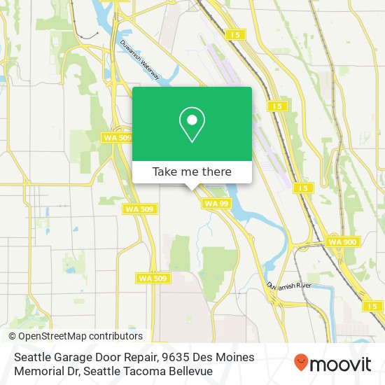 Seattle Garage Door Repair, 9635 Des Moines Memorial Dr map