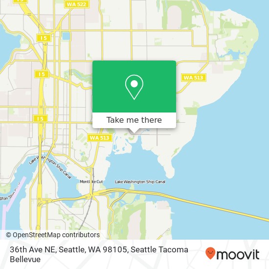 Mapa de 36th Ave NE, Seattle, WA 98105