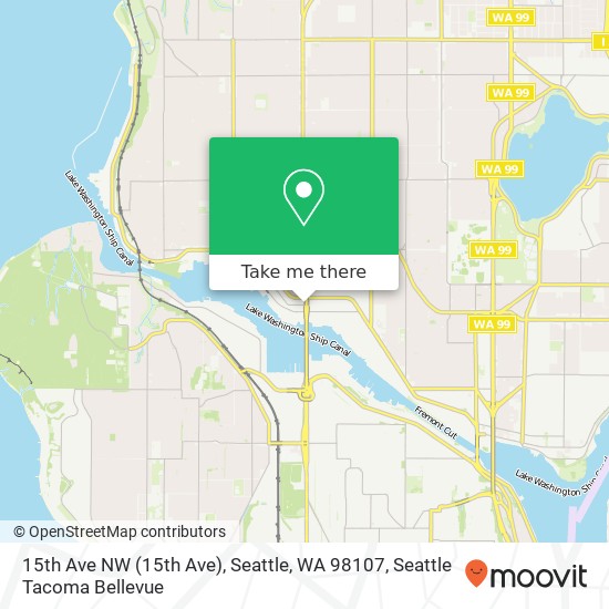 Mapa de 15th Ave NW (15th Ave), Seattle, WA 98107