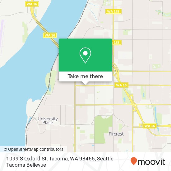 Mapa de 1099 S Oxford St, Tacoma, WA 98465