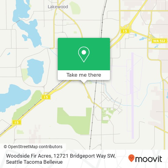 Mapa de Woodside Fir Acres, 12721 Bridgeport Way SW
