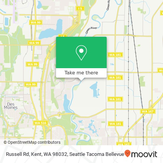 Mapa de Russell Rd, Kent, WA 98032