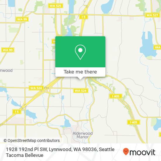 Mapa de 1928 192nd Pl SW, Lynnwood, WA 98036