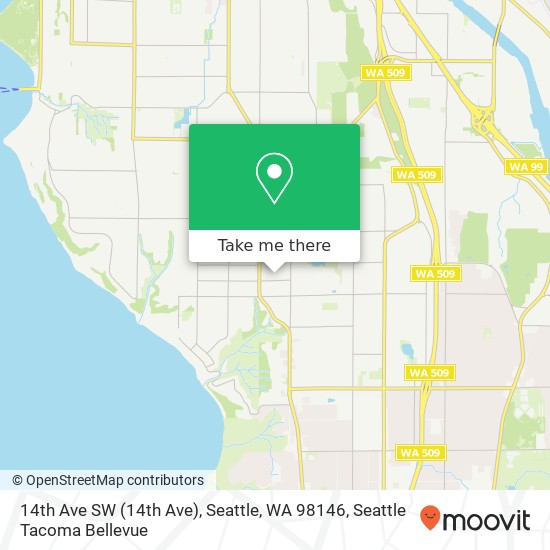 Mapa de 14th Ave SW (14th Ave), Seattle, WA 98146