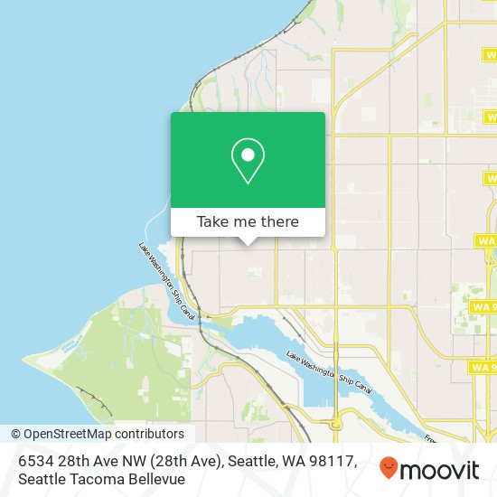 Mapa de 6534 28th Ave NW (28th Ave), Seattle, WA 98117