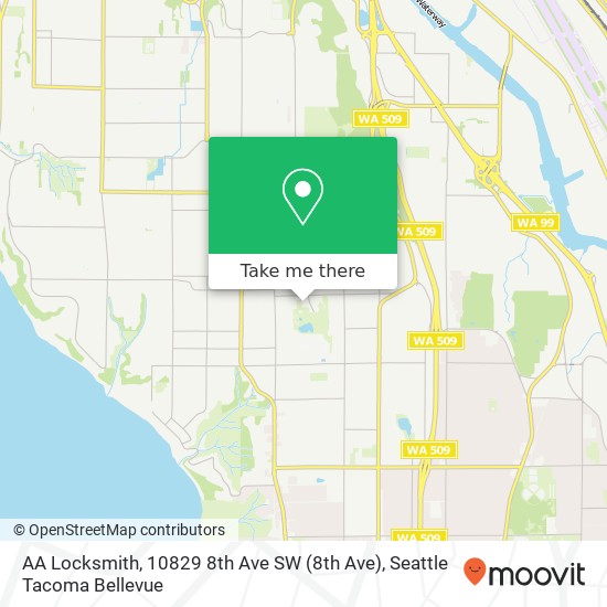 Mapa de AA Locksmith, 10829 8th Ave SW