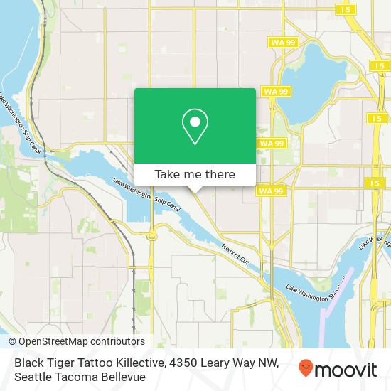 Mapa de Black Tiger Tattoo Killective, 4350 Leary Way NW