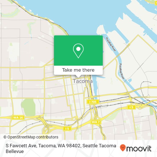 Mapa de S Fawcett Ave, Tacoma, WA 98402