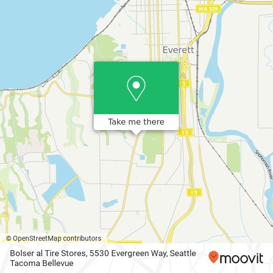 Mapa de Bolser al Tire Stores, 5530 Evergreen Way