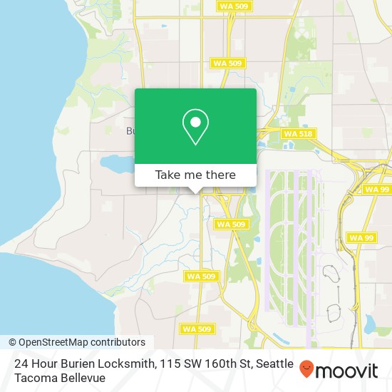 Mapa de 24 Hour Burien Locksmith, 115 SW 160th St